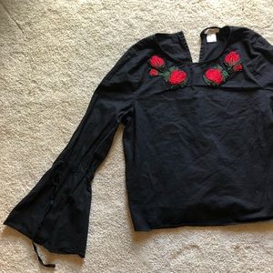 Bell Sleeved Rose Top